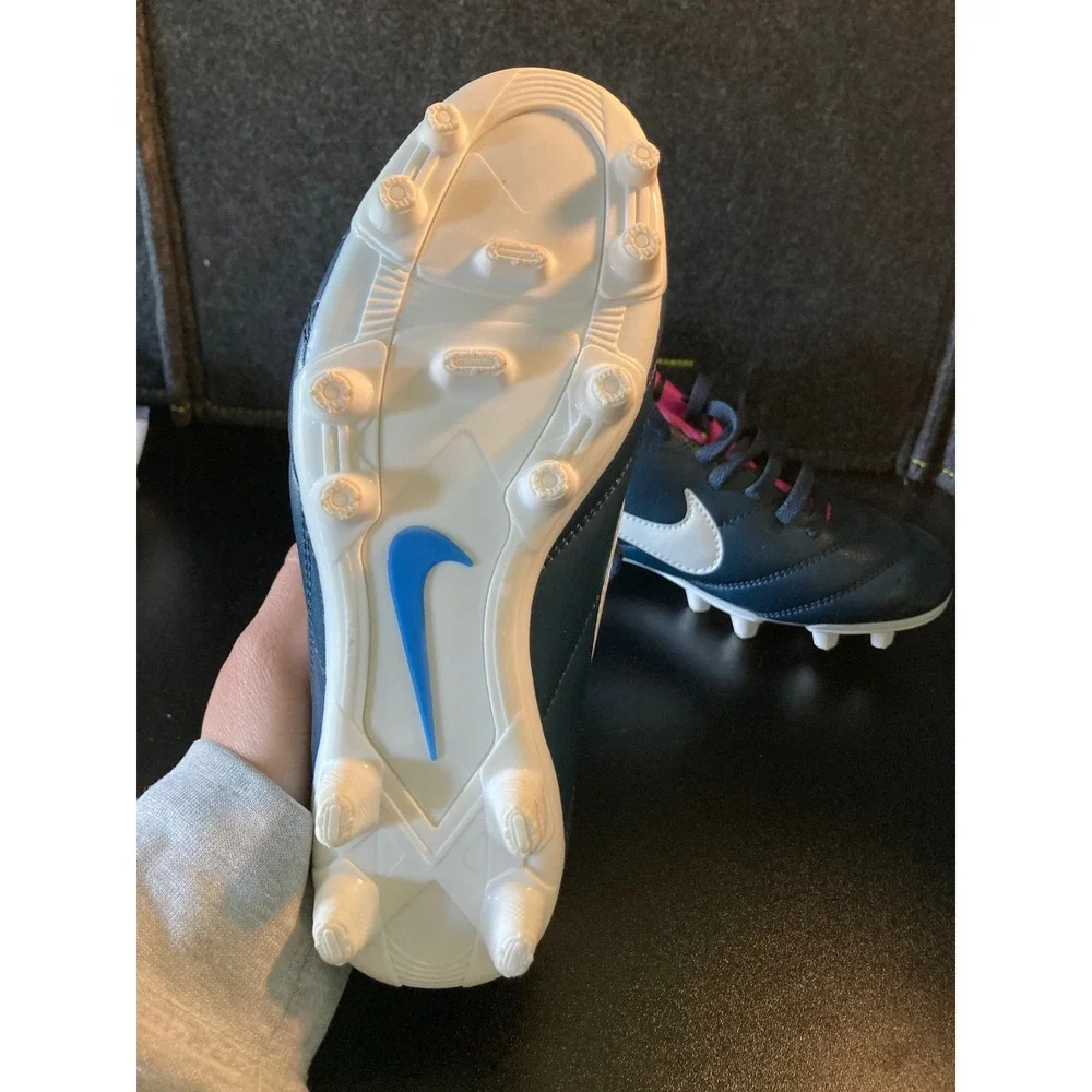 Nike‎ Tiempo Natural IV FG Soccer Cleats Navy Pink Kids US 6Y 524939-400 EUC